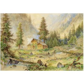 Heinrich Carl Schubert: Vadászház a Mura mentén, 1870